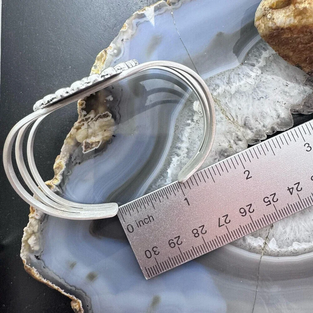 Sterling Silver Southwestern Style Flower Cluster Split Shank Bracelet For Women